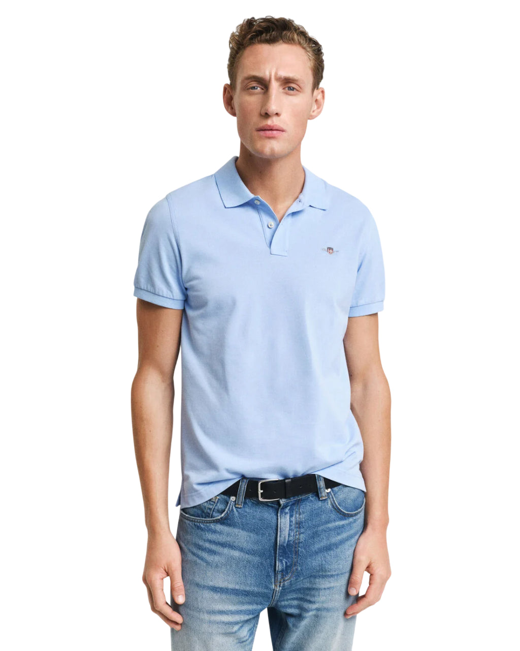 GANT POLO SHIELD IN PIQUE' REGULAR FIT CAPRI BLUE