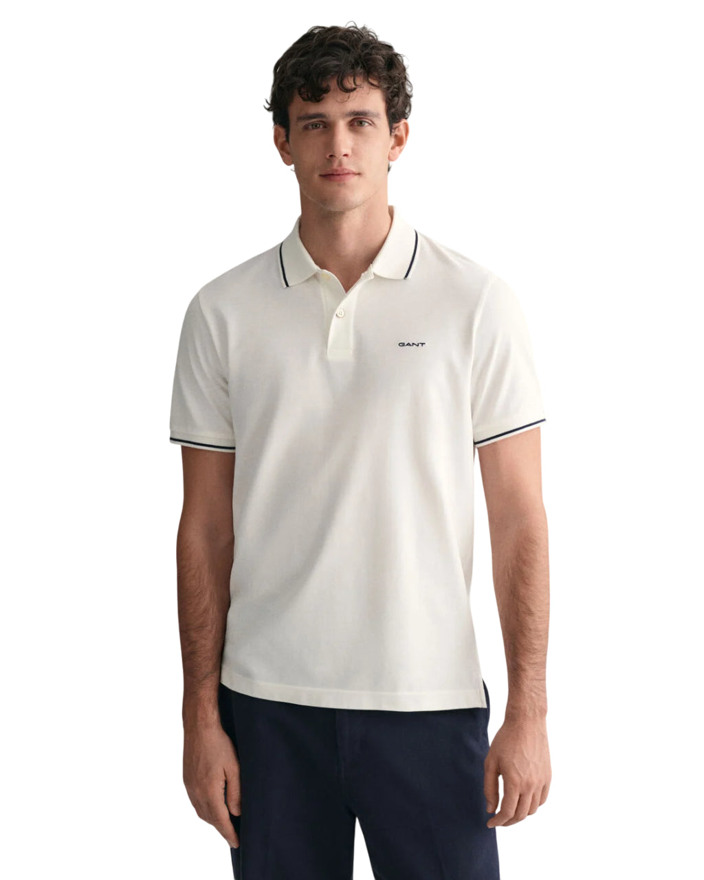 GANT UOMO POLO IN PIQUET CON BORDINO WHITE