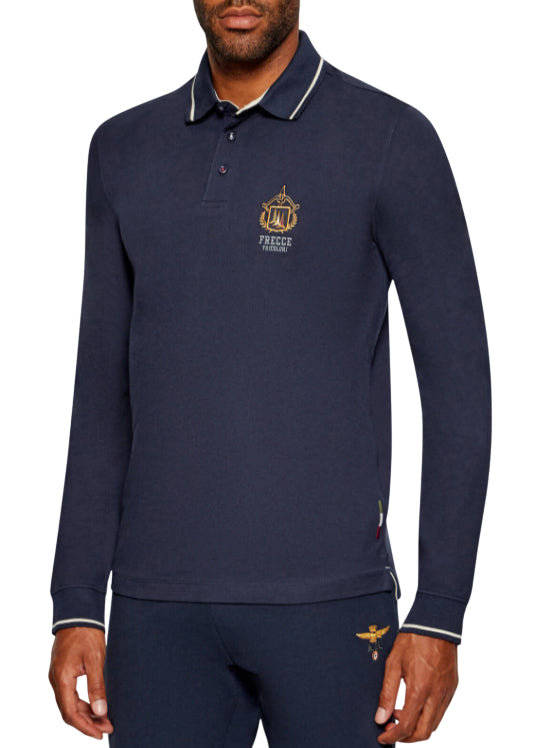 AERONAUTICA MILITARE POLO MANICA LUNGA SLIM FIT BLU NAVY