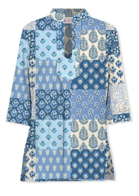 MC2 SAINT BARTH ABITO/COPRICOSTUME MACHA A TUNICA RADICAL PATCH MULTI AZZURRO