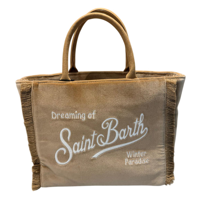 MC2 SAINT BARTH BORSA COLETTE IN VELLUTO BEIGE 12 EMB