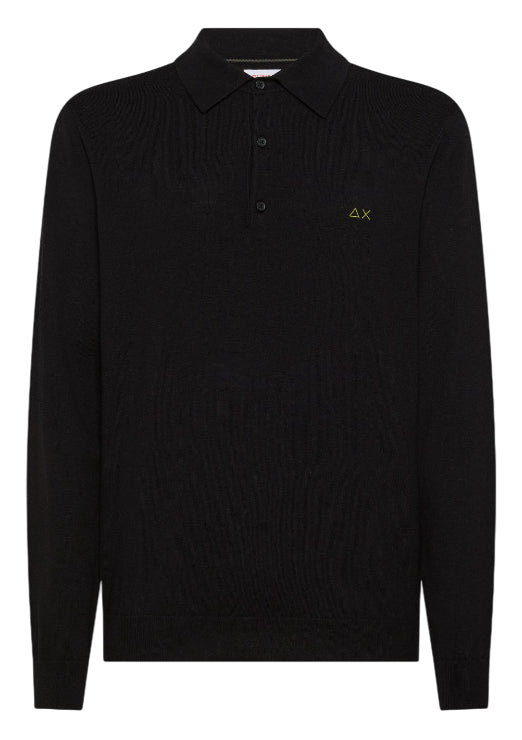 SUN68 UOMO POLO IN COTONE E LANA NERO