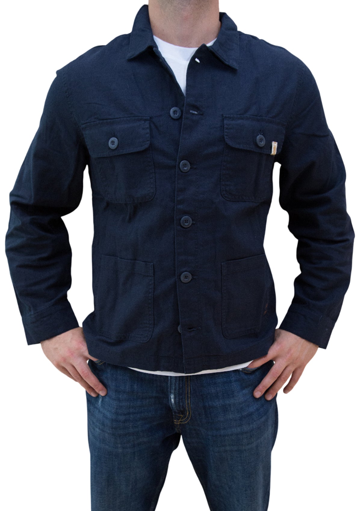 IMPURE GIACCA CARGO SHORT MISTO LINO BLU NAVY