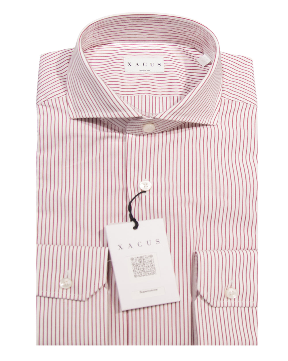 XACUS UOMO CAMICIA TAILOR FIT SUPERCOTONE RIGHE ROSSO