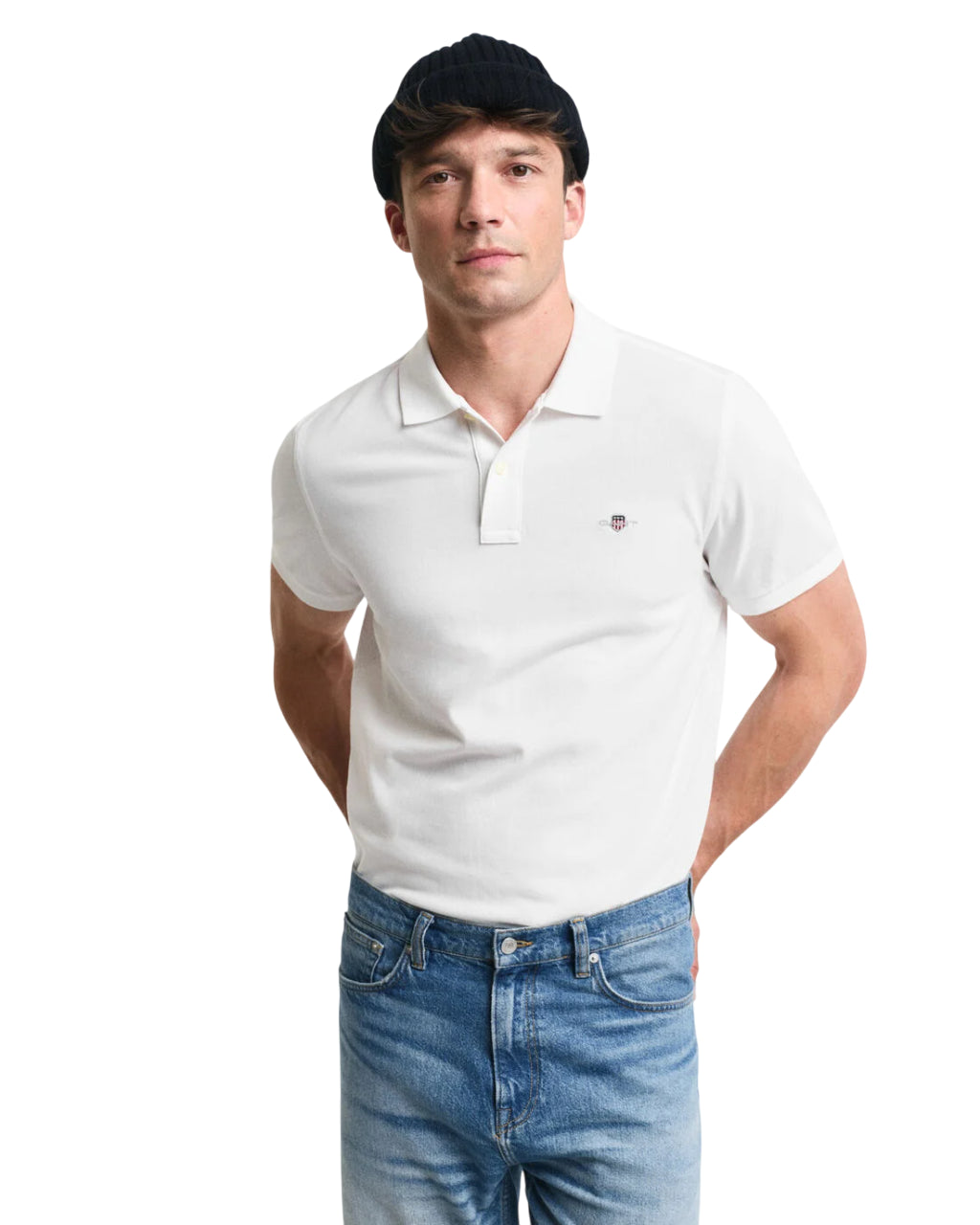 GANT POLO SHIELD IN PIQUE' REGULAR FIT WHITE