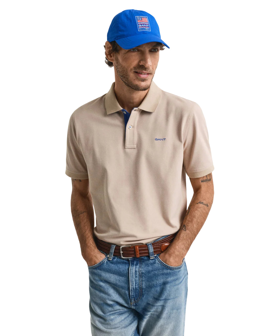 GANT UOMO POLO PIQUET IN CONTRASTO DRY SAND
