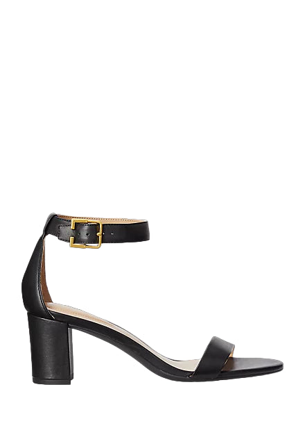 RALPH LAUREN SANDALI WAVERLI IN CUOIO NAPPA NERO