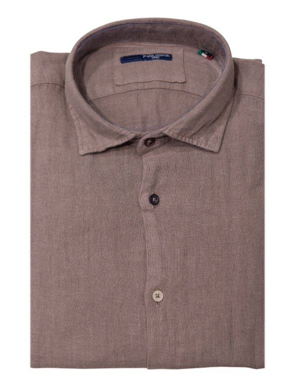 MARK MIDOR CAMICIA IN PURO LINO COLORE MARRONE CHIARO