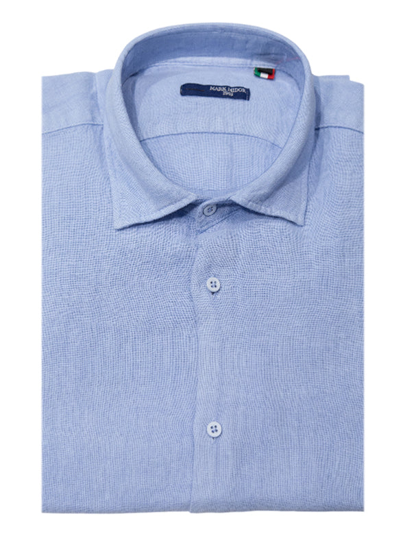 MARK MIDOR CAMICIA IN PURO LINO COLORE CELESTE