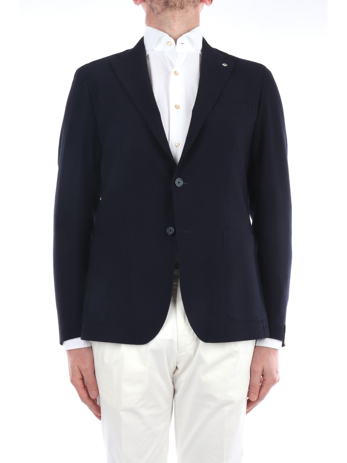 TAGLIATORE GIACCA MONOPETTO IN LANA VERGINE BLU SCURO