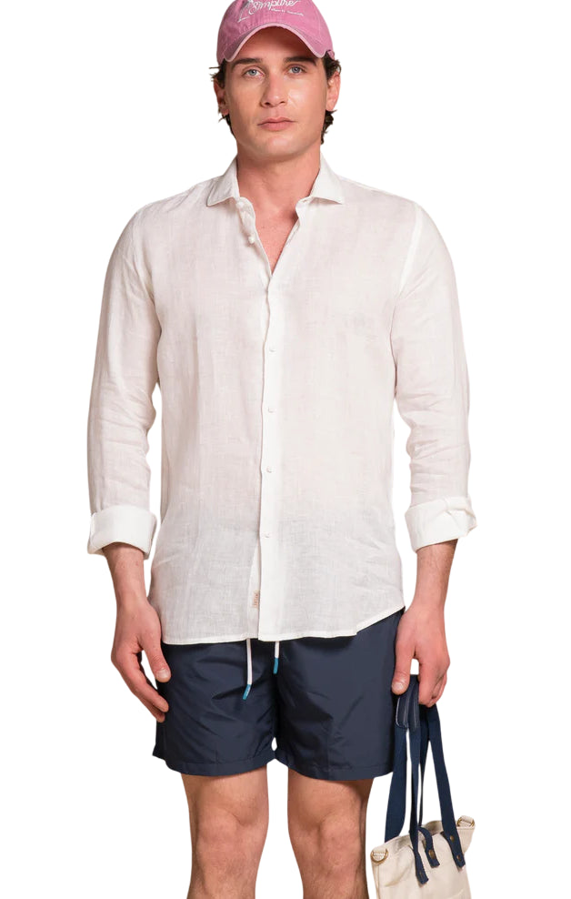 IMPURE CAMICIA RILEY FRENCH COLLAR IN LINEN COLORE WHITE