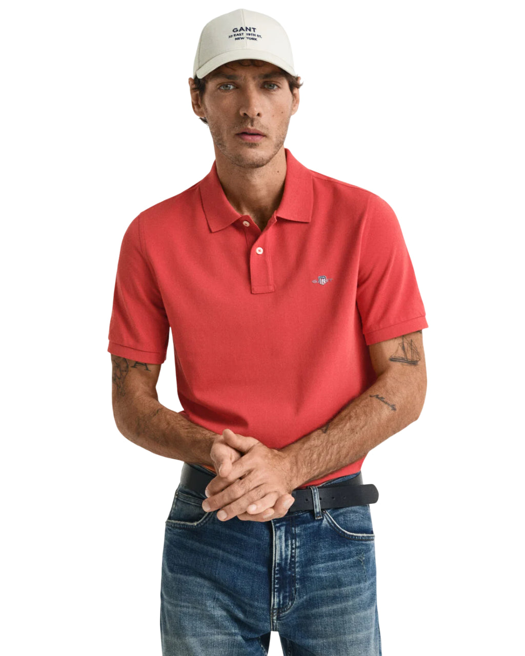 GANT POLO SHIELD IN PIQUE' REGULAR FIT BRICK RED