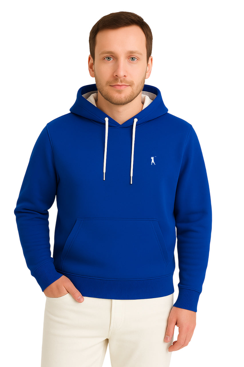 MARK MIDOR FELPA IN COTONE CON CAPPUCCIO A CONTRASTO COLORE BLU ROYAL