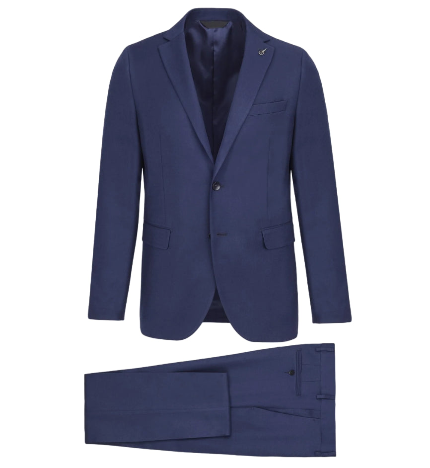 PAOLONI ABITO SLIM SAGLIA DI LANA STRETCH BLU