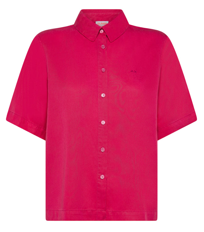 SUN68 CAMICIA DONNA IN TESSUTO FLUIDO FUCSIA
