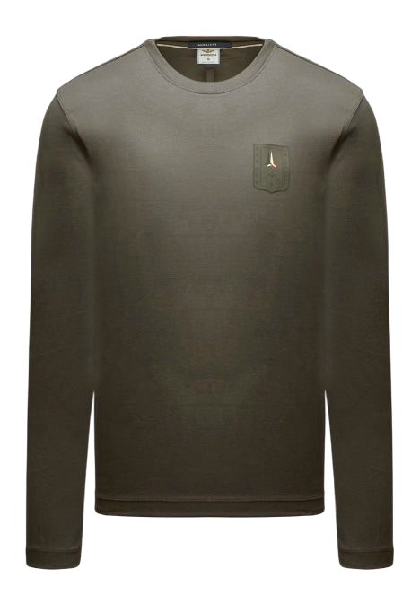 AERONAUTICA MILITARE T-SHIRT IN COTONE MERCERIZZATO CON PATCH BELUGA GREY