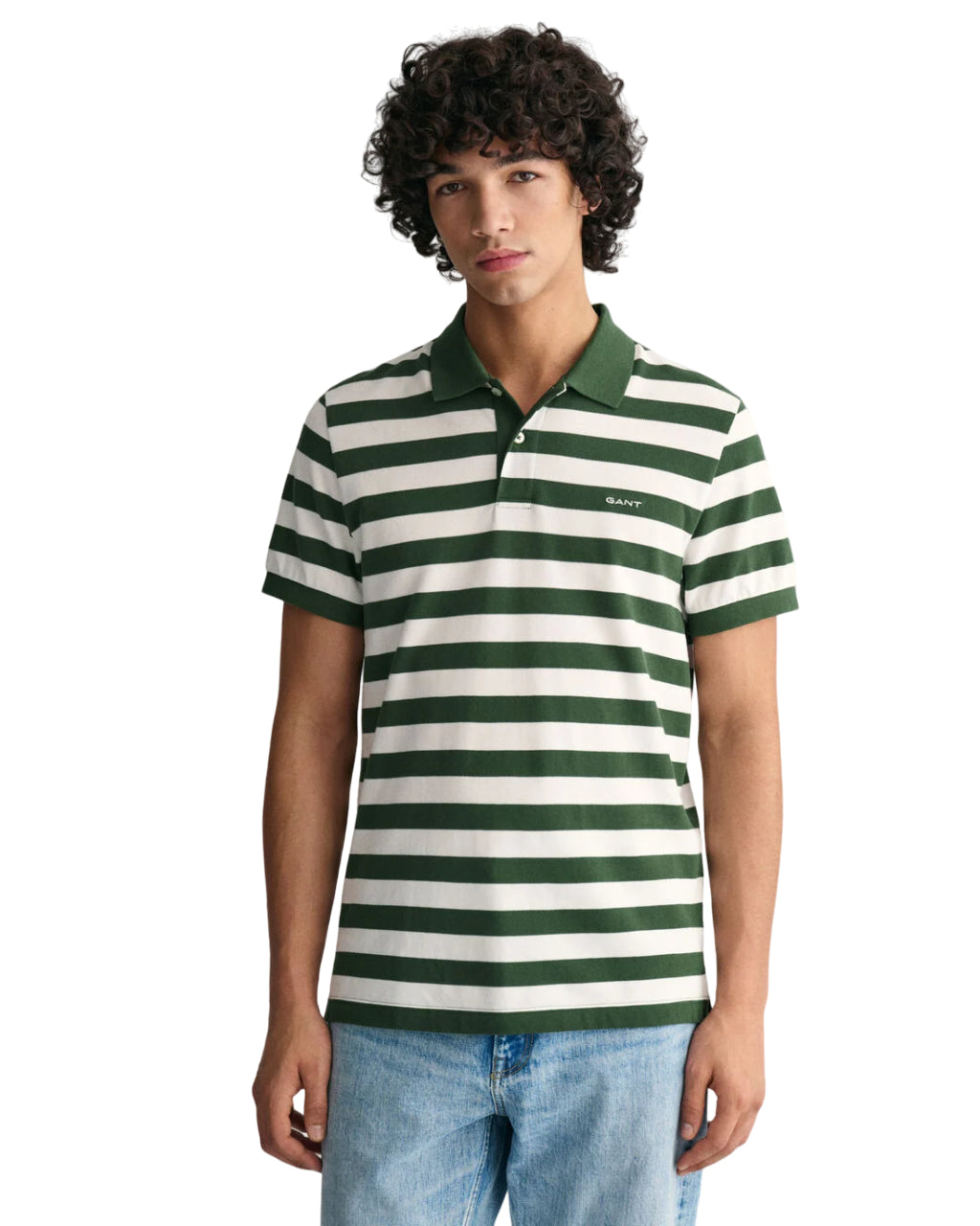 GANT POLO IN PIQUE A RIGHE LARGHE PINE GREEN