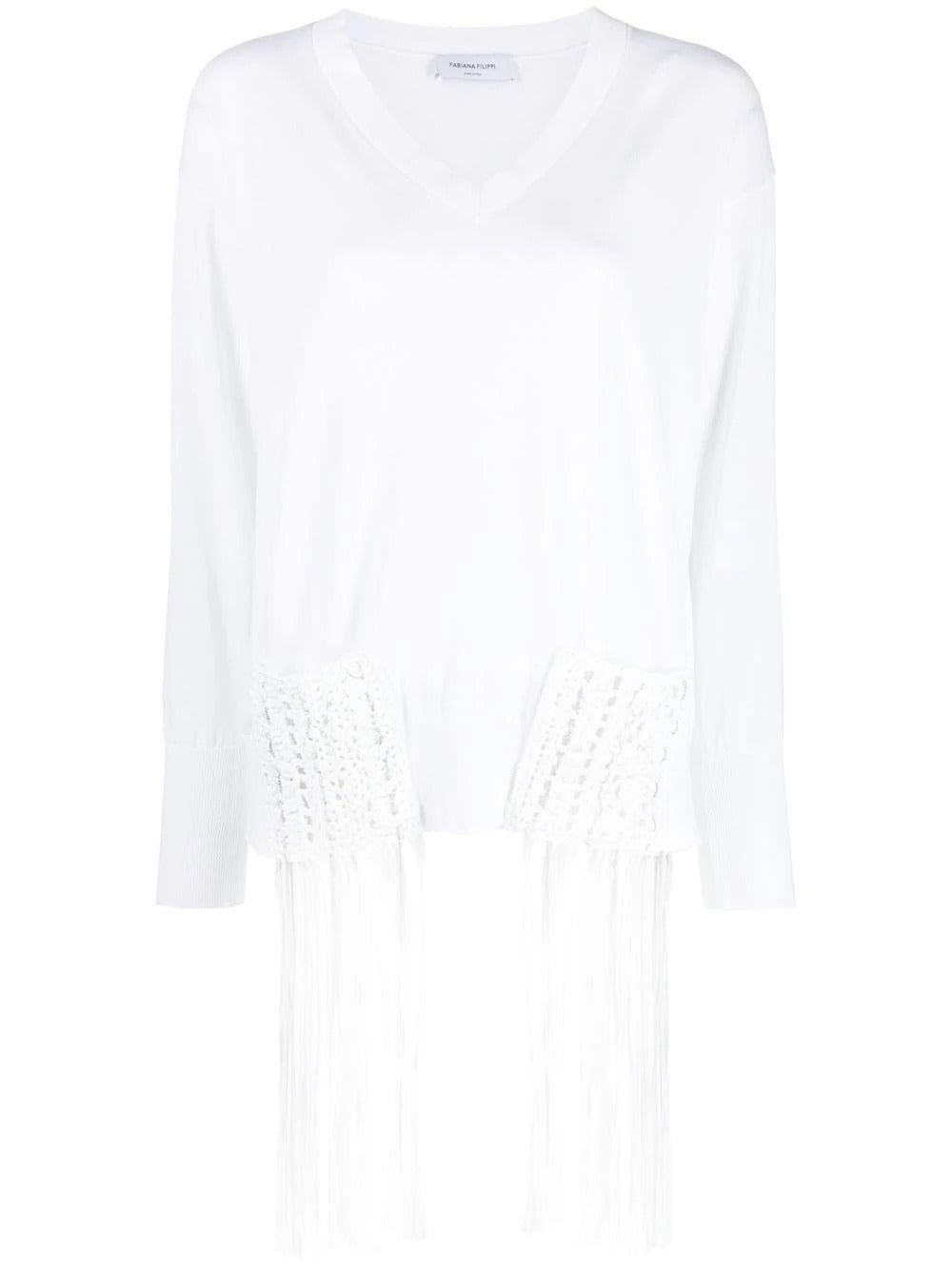 TOP CON FRANGE BIANCO