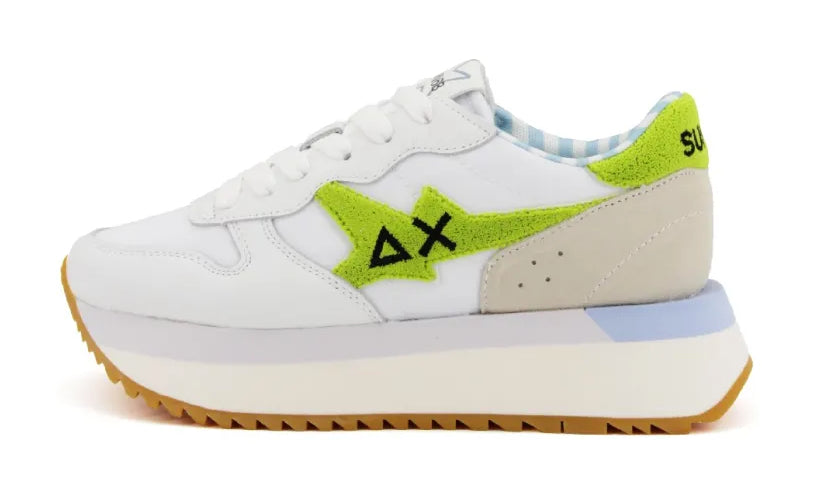 SUN68 SNEAKERS DONNA BIG STARGIRL SPONGE LOGO BIANCO LIME