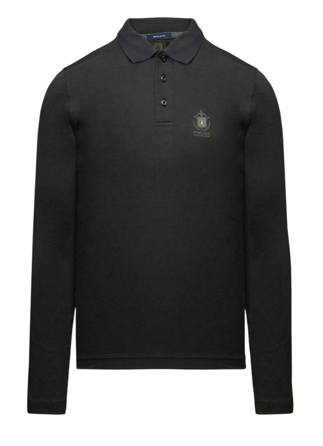 AERONAUTICA MILITARE POLO IN COTONE PATCH FRECCE TRICOLORI NERO