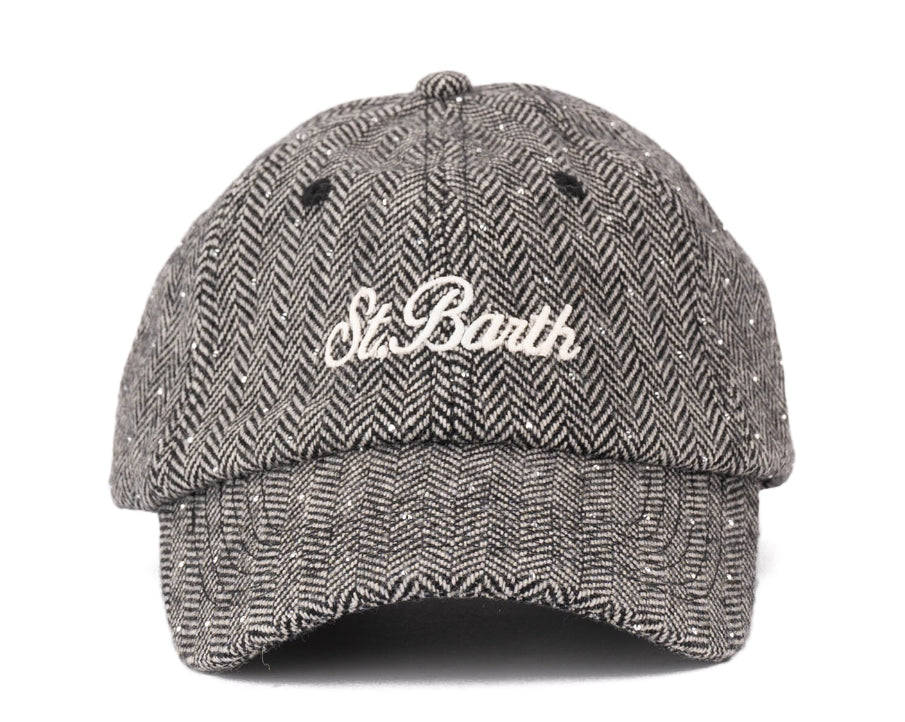 MC2 SAINT BARTH BERRETTO DONNA IN LANA CON STRASS BIANCO E NERO