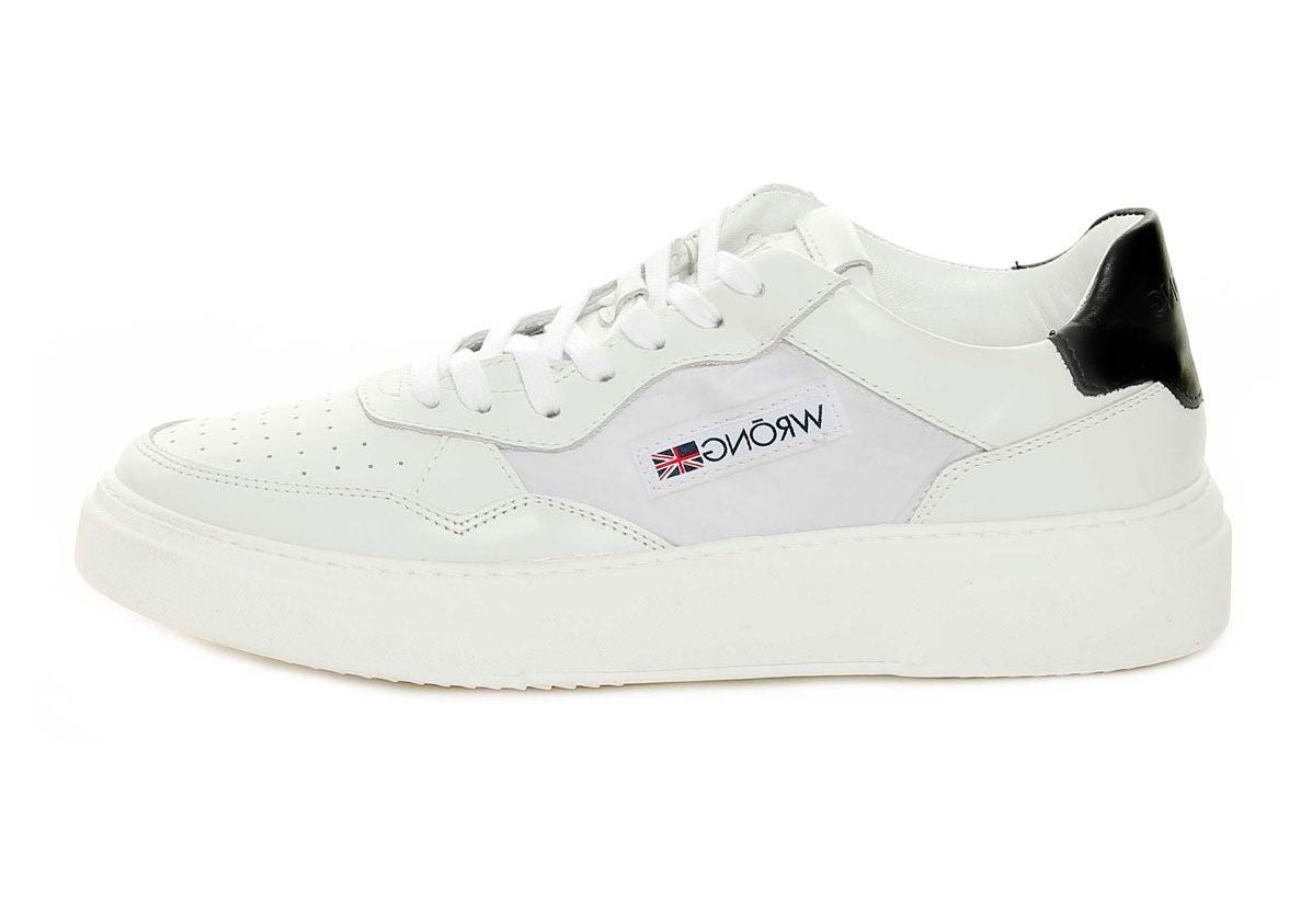 WRONG SNEAKERS  MASTY IN PELLE COLORE BIANCO & NERO