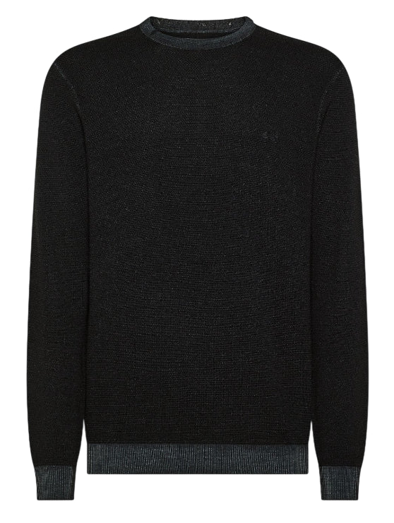 SUN68 MAGLIA UOMO GIROCOLLO IN LANA EFFETTO VINTAGE NERO