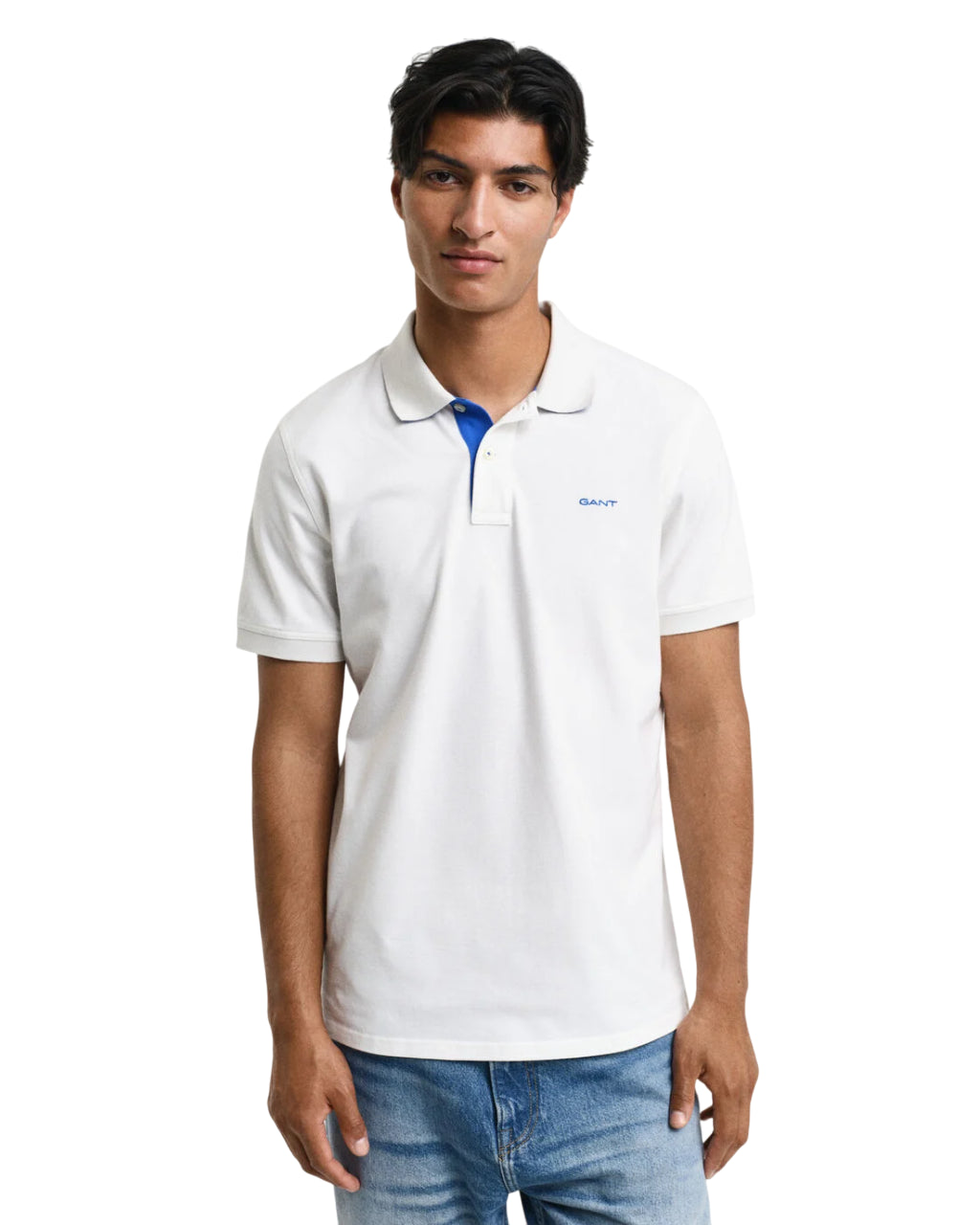 GANT UOMO POLO PIQUET IN CONTRASTO BIANCO EGGSHELL