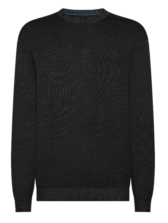 SUN68 DONNA MAGLIA IN LANA EFFETTO VINTAGE COLORE NERO