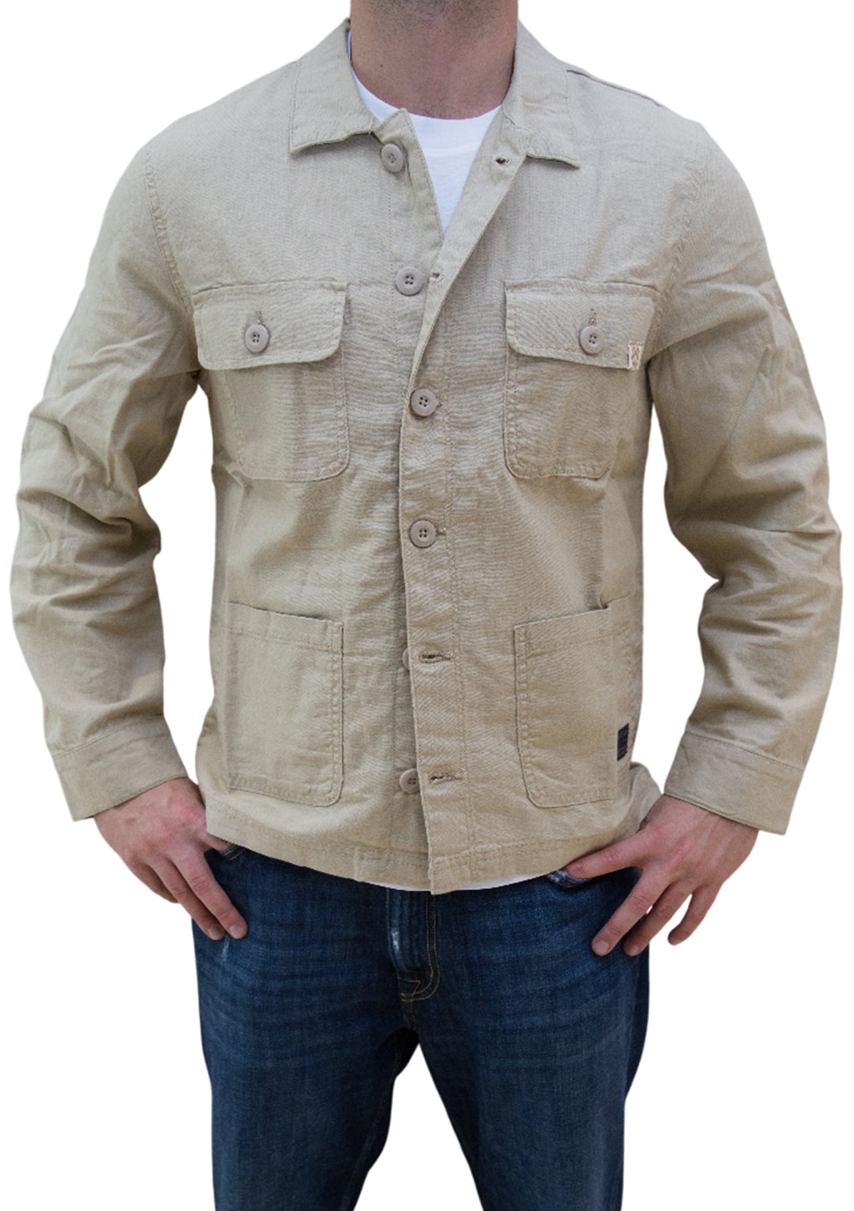 IMPURE GIACCA CARGO SHORT MISTO LINO DESERT