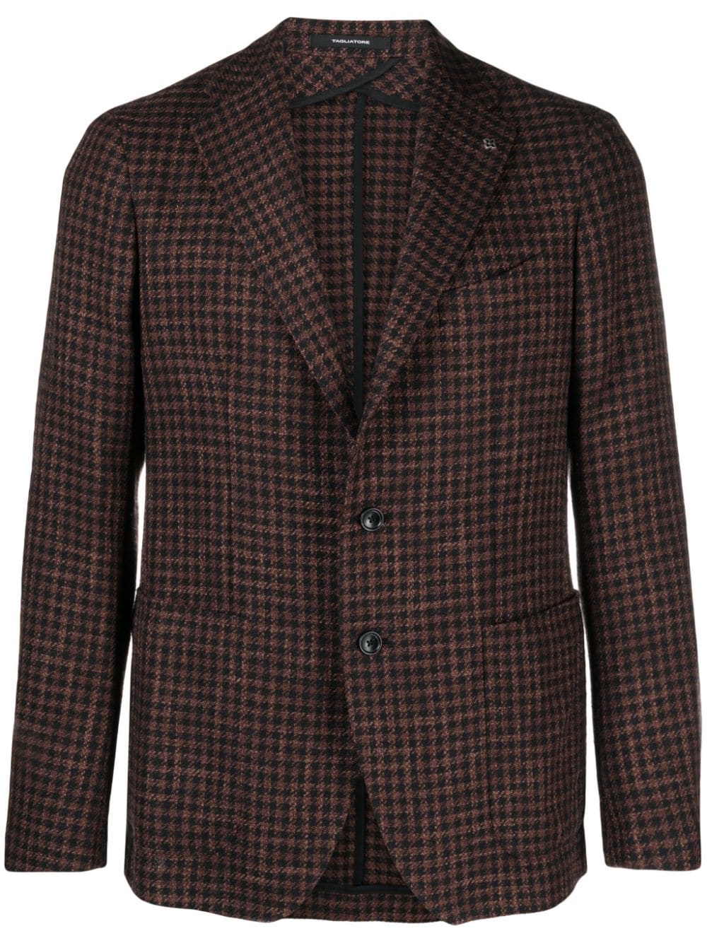 TAGLIATORE GIACCA MONOPETTO MISTO LANA FANTASIA QUADRI MARRONE