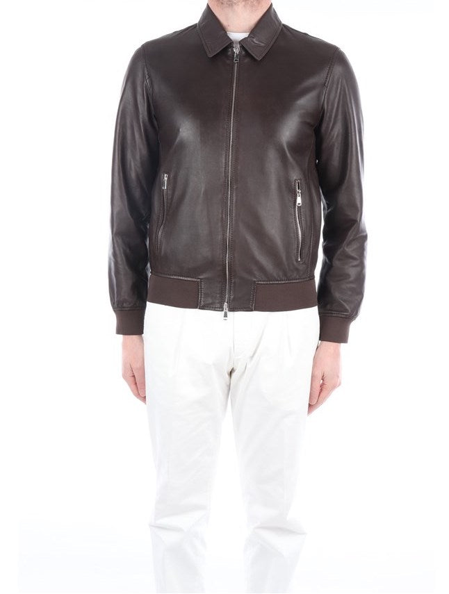 THE JACK LEATHERS GIACCA MARRONE IN PELLE DA UOMO