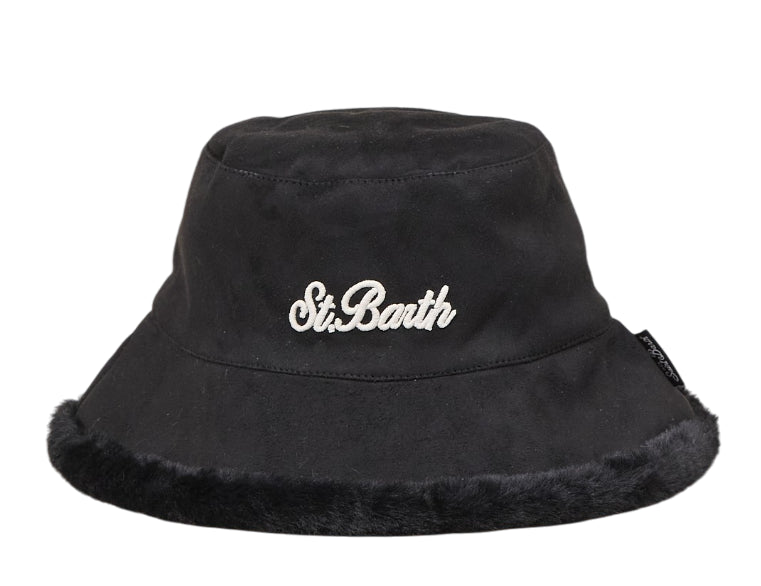 MC2 SAINT BARTH CAPPELLO DONNA BUCKET HAT DOUBLE SUEDE FUR NERO
