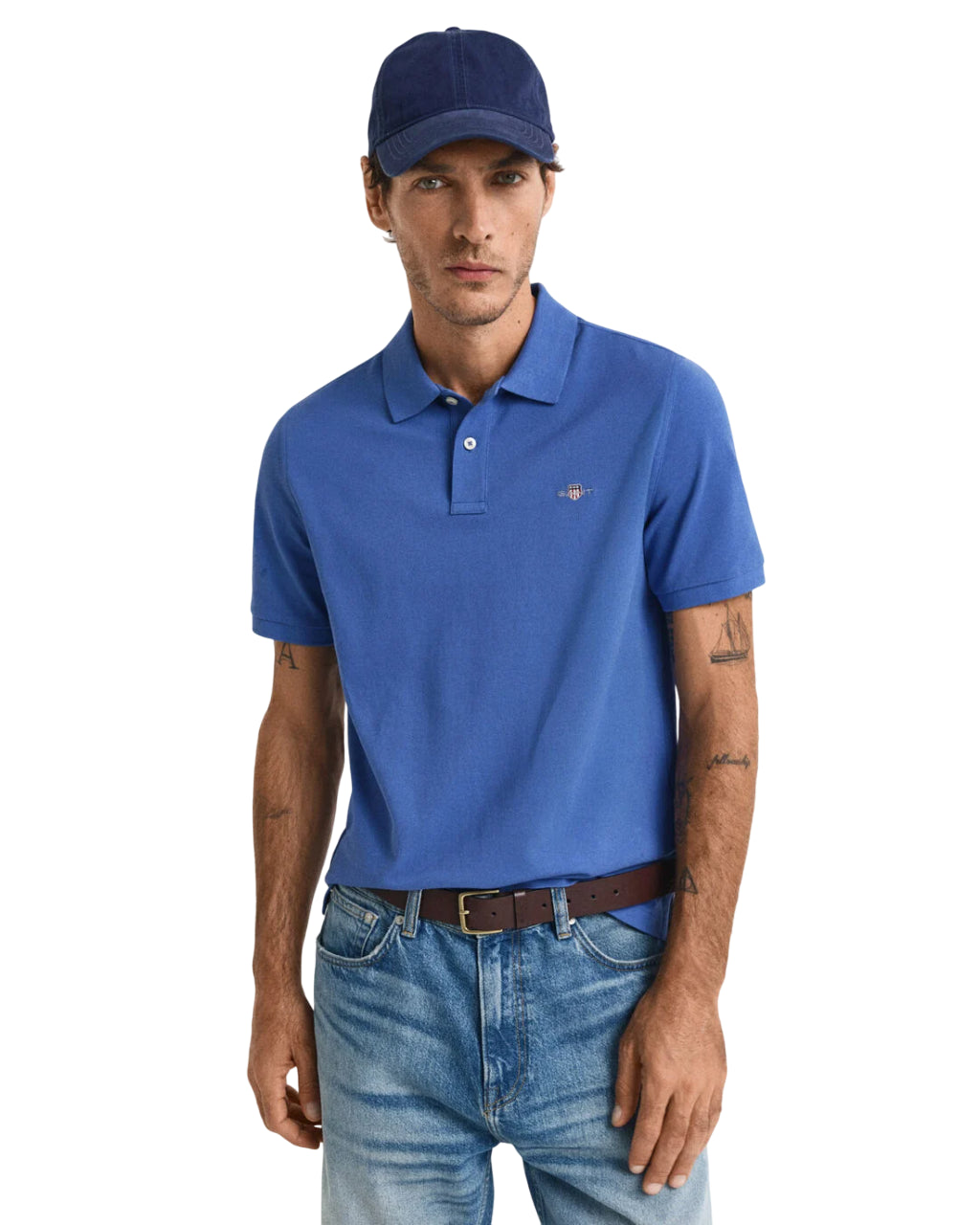 GANT POLO SHIELD IN PIQUE' REGULAR FIT RICH BLUE