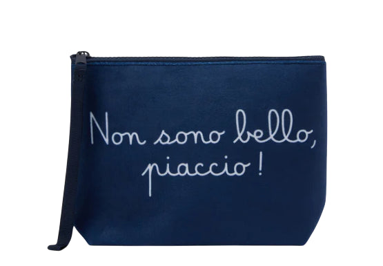 MC2 SAINT BARTH POCHETTE IN LANA ALINE CON STAMPA NON SONO BELLO, PIACCIO!