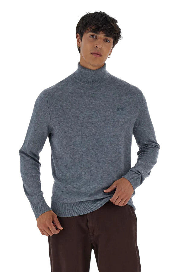 LA MARTINA MAGLIONE UOMO COLLO ALTO IN LANA COLORE GRIGIO