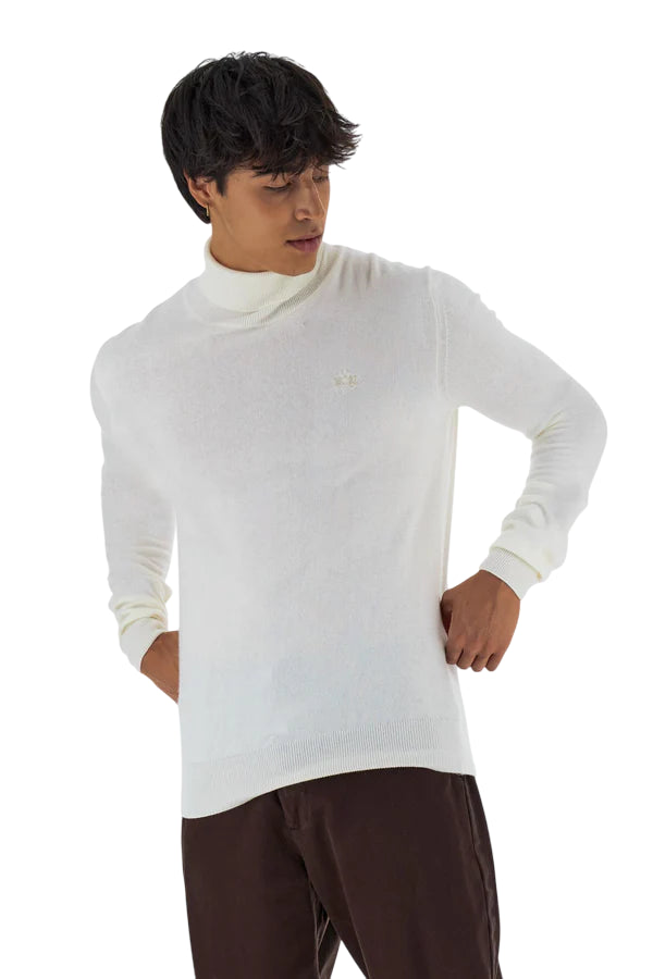 LA MARTINA MAGLIONE UOMO COLLO ALTO IN LANA COLORE BIANCO