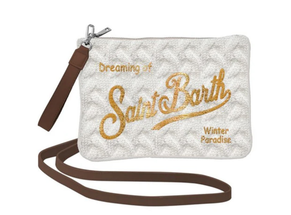 MC2 SAINT BARTH POCHETTE PARISIENNE WOOL BRAID-OFF WHITE ORO