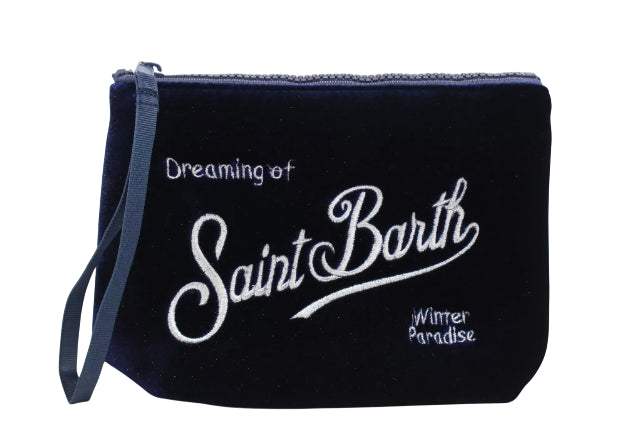 MC2 SAINT BARTH POCHETTE ALINE VELVET STRASS BLU 61 EMB