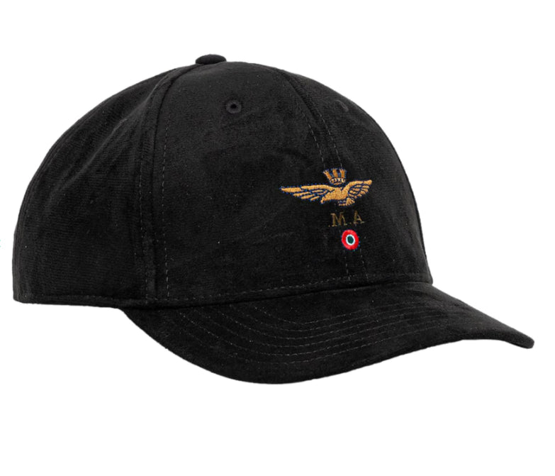 AERONAUTICA MILITARE CAPPELLO EFFETTO SUEDE CON LOGO JET BLACK