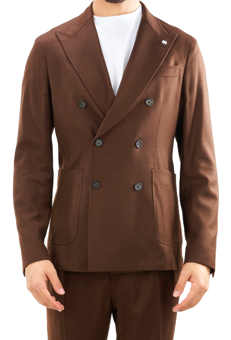 MANUEL RITZ GIACCA DOPPIOPETTO IN LANA MARRONE