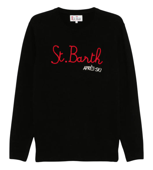 MC2 SAINT BARTH MAGLIONE UOMO HERON RICAMO "ST.BARTH" NERO