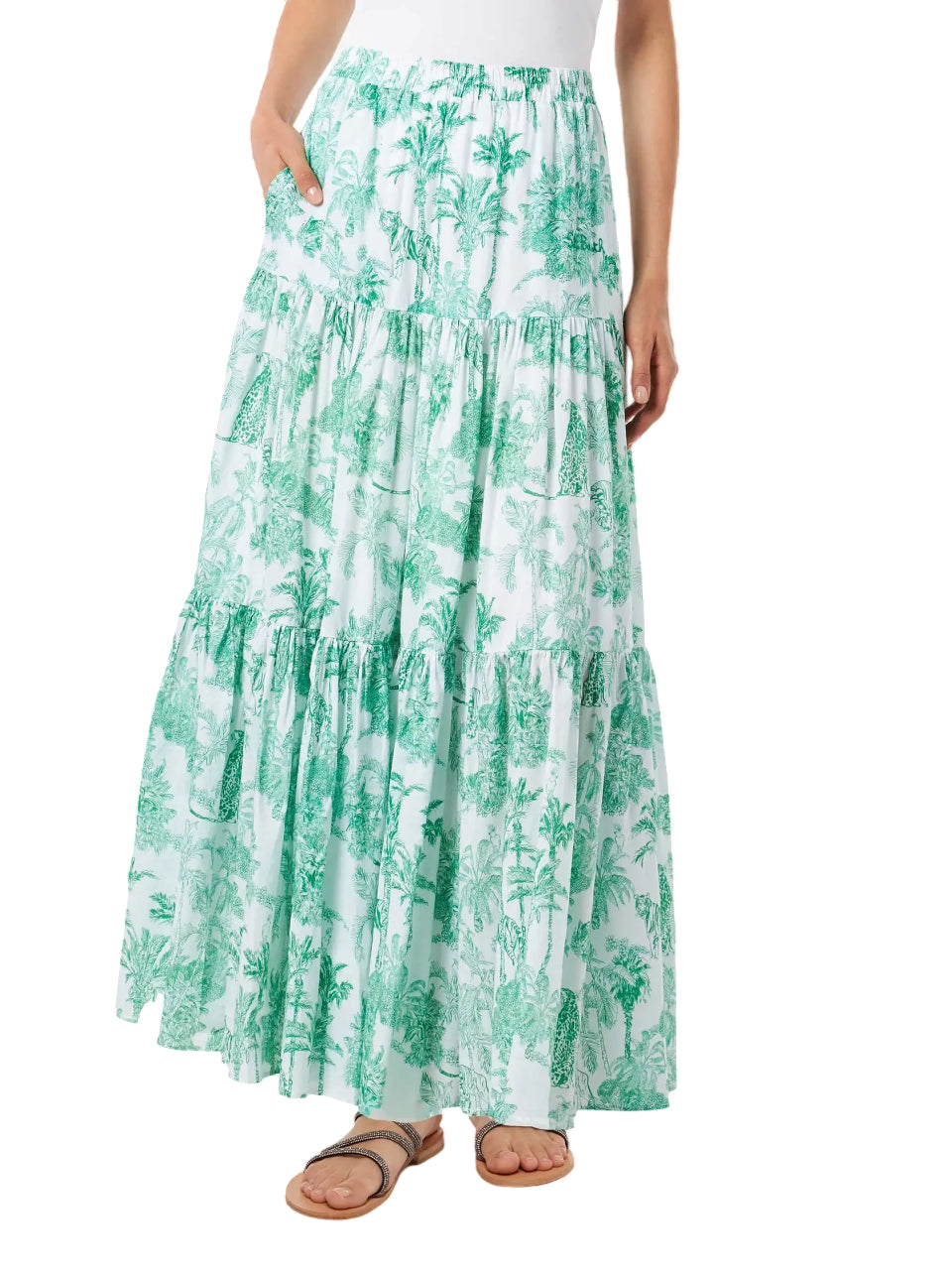 MC2 SAINT BARTH GONNA LUNGA DA DONNA IN COTONE CON STAMPA GIUNGLA VERDE