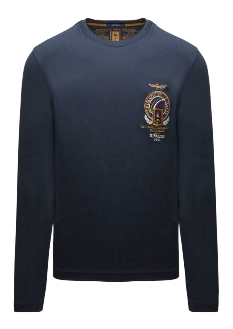 AERONAUTICA MILITARE T-SHIRT P.A.N. RICAMATA IN COTONE NAVY BLUE