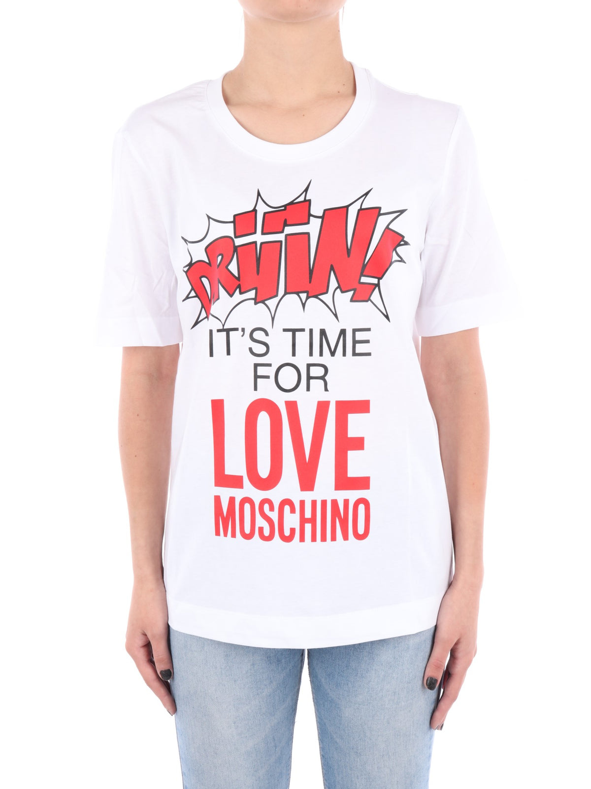 Love Moschino t-shirt bianca con scritte da donna