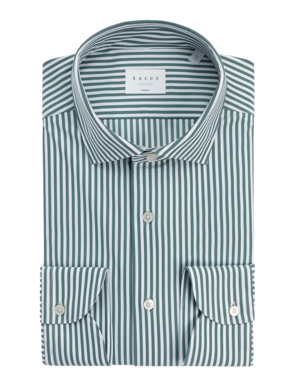 XACUS CAMICIA TAILOR FIT/ACTIVE RIGHE TWILL VERDE BOSCO