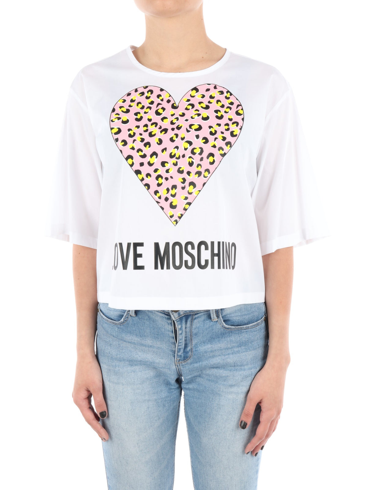 Love Moschino t-shirt bianca corta da donna