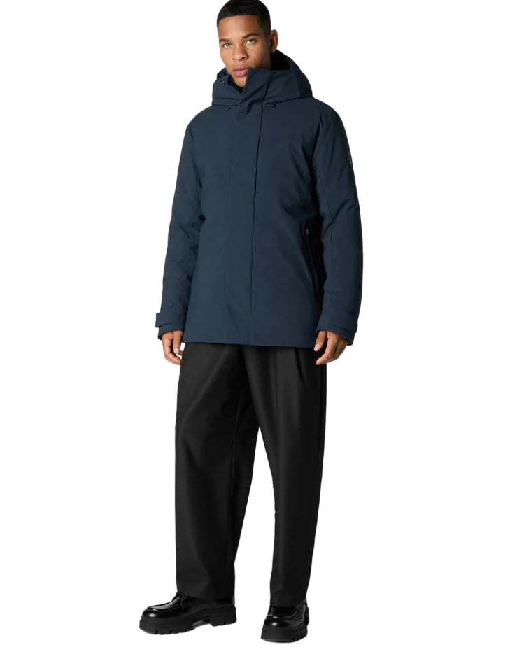 SAVE THE DUCK PARKA CON CAPPUCCIO DA UOMO WILDER BLUE BLACK