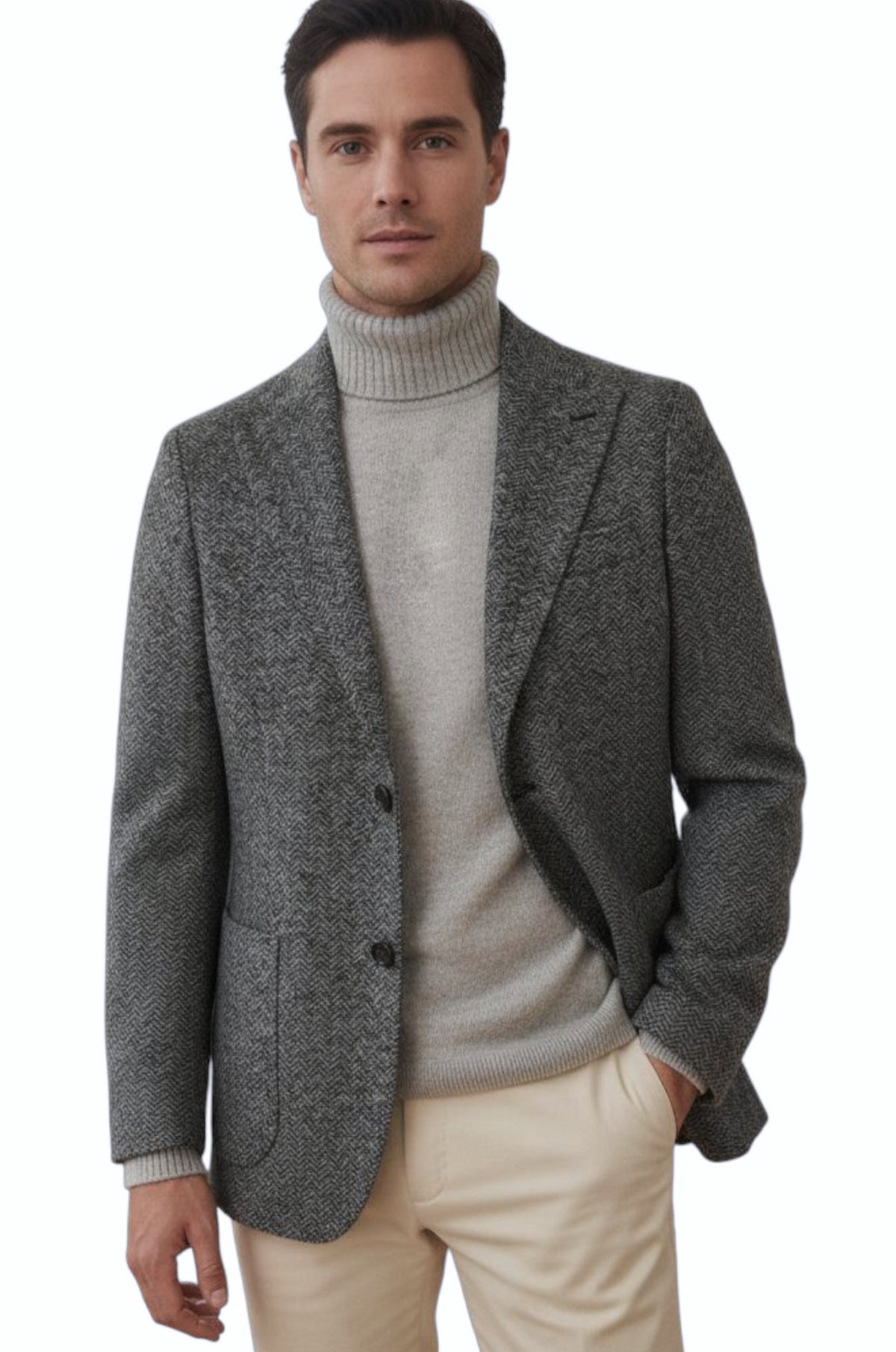 MARK MIDOR GIACCA MONOPETTO TESSUTO SPIGATO GRIGIO BLU