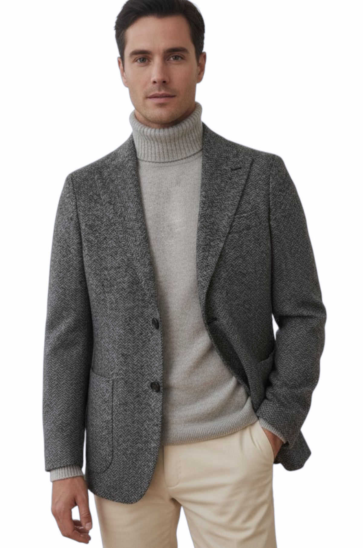 MARK MIDOR GIACCA MONOPETTO TESSUTO SPIGATO GRIGIO BLU